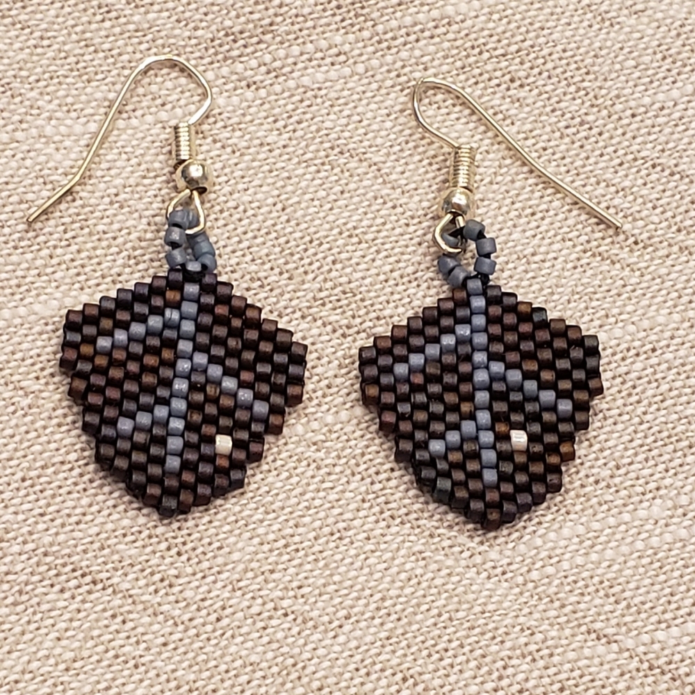 Beaded Leaf Handmade Dangle Earrings